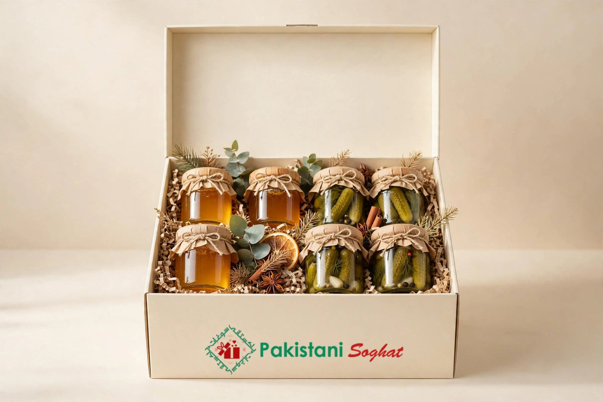 Pakistani Soghat Super Gift Box with pickles, honey jars and desi ghee