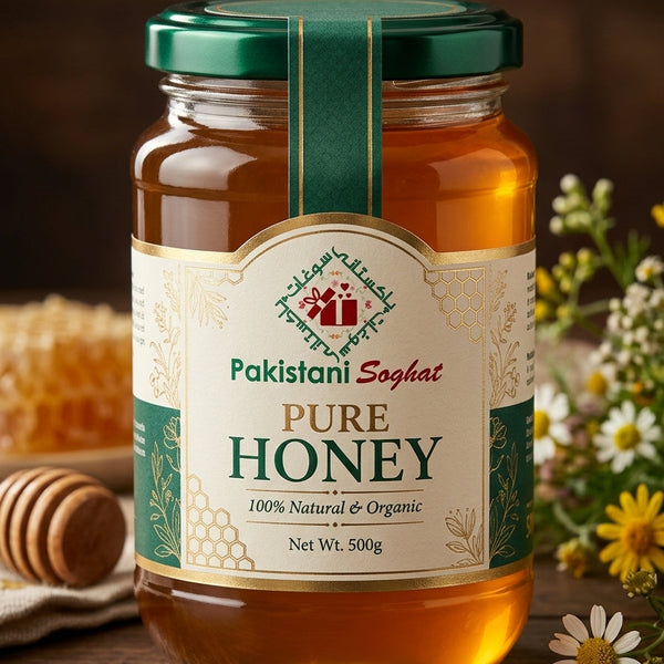 Pakistani Soghat Big Bee Forest Multiflavour Honey jar with branded label