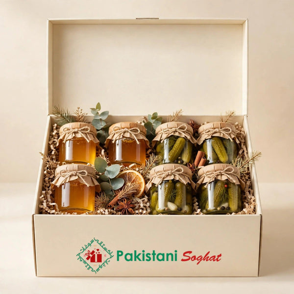 Pakistani Soghat Super Gift Box with pickles, honey jars and desi ghee