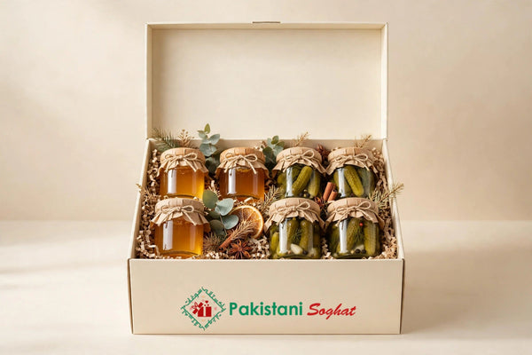 Pakistani Soghat Super Gift Box – 12 Pickles, 6 Honey Varieties & Desi Ghee